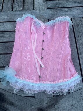 Pink Ruffled Satin Corset Top